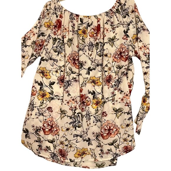 Misia Curvy Floral Peasant Blouse 2X  Peasant Ruffle Sleeves Women's Plus Size - Picture 3 of 15